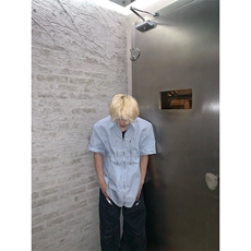 浅蓝色垫肩拉链短袖衬衫男款夏季衬衣cleanfit外套3375-特P38，男装衬衫，星座1007（原301D）