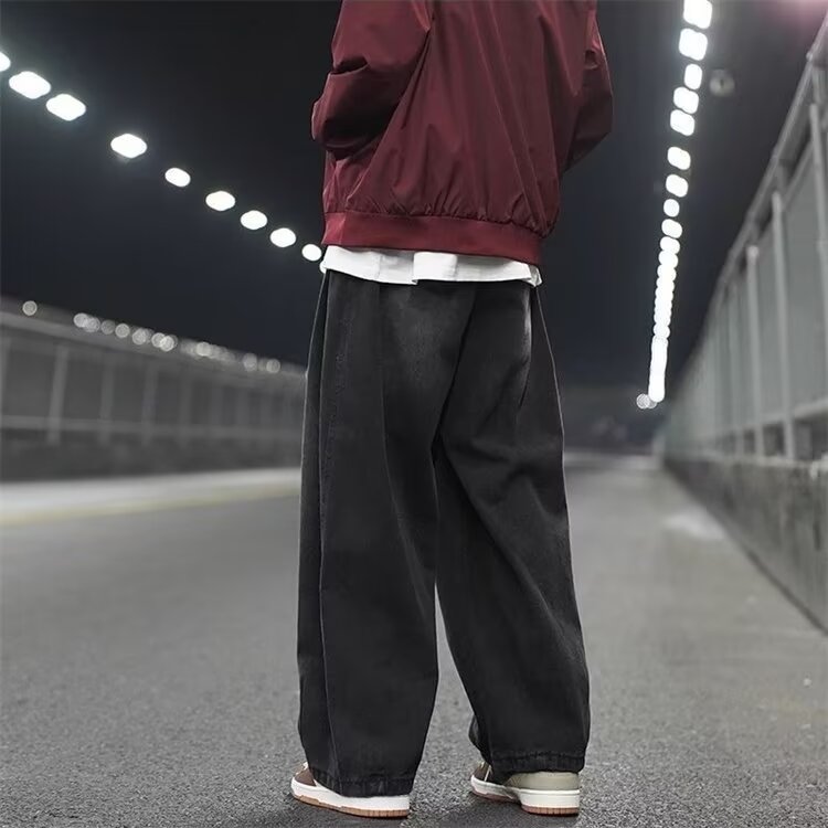 日系复古牛仔裤男宽松直筒坠感阔腿裤高街老爹裤男NZK597-P48有货,男装牛仔裤,星座302B-2