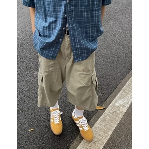 【网图现货】美式复古直筒工装七分裤K51/P45,宽松男裤搭配方法图片