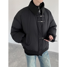 新中式金属扣装饰拼接假两件棉服男加厚保暖棉衣冬季MM06特P100，男装棉衣，星座512-1（原513-3）