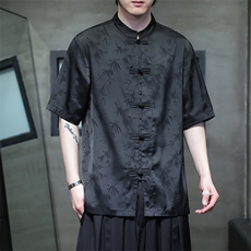 2026夏季风竹叶提花冰丝大码短袖衬衫A021-CS9898-P65-控88，男装T恤，电商A021