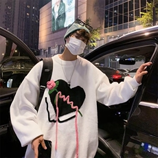 情侣秋冬美式潮牌设计感爱心毛衣男女慵懒风宽松针织衫M9088-P53，男装针织衫/毛衣，星座1008-1