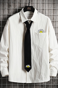 LC42089-P45痞帅领带长袖衬衫男士大码dk制服男jk衬衣男 网格挂拍图片