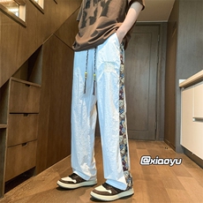 XZ616早秋季新款风小熊拼接刺绣休闲裤TY893M-5XL特P25控48，男装休闲裤，星座512A（原616）