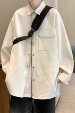 秋款港风咖啡厅小方格纯色衬衫A247-S90P45控68，男装衬衫，电商A247