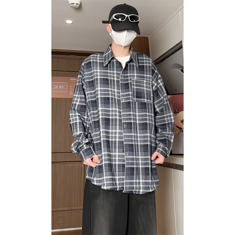 宽松格子衬衫男KD614-P5073,男装衬衫,电商D312-1