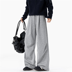 25新款400g高克重曼巴棉褶皱设计大码休闲卫裤男K24000-特P38控75，男装休闲裤，电商A001-1