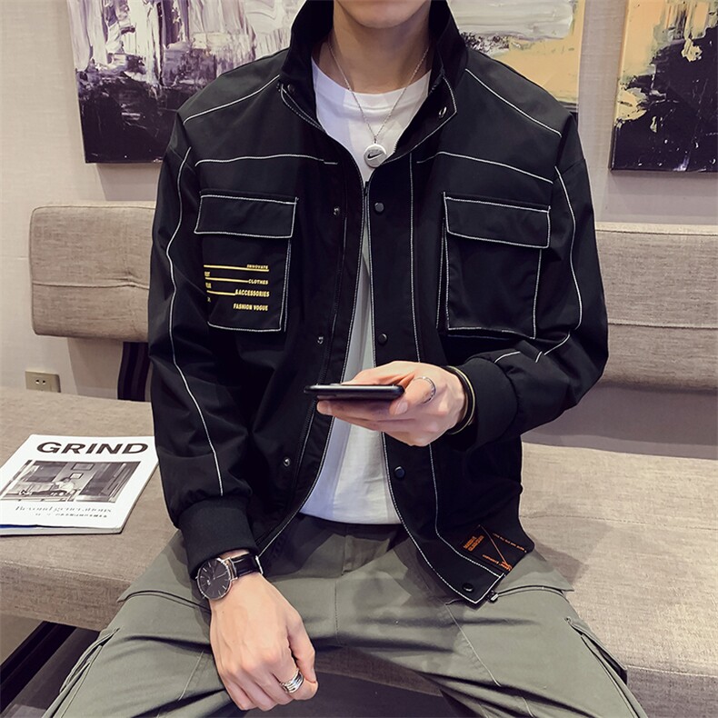 男士2021春季新款休闲宽松韩版潮流夹克个性棒球服外套DS320TP85,男装夹克,电商A102