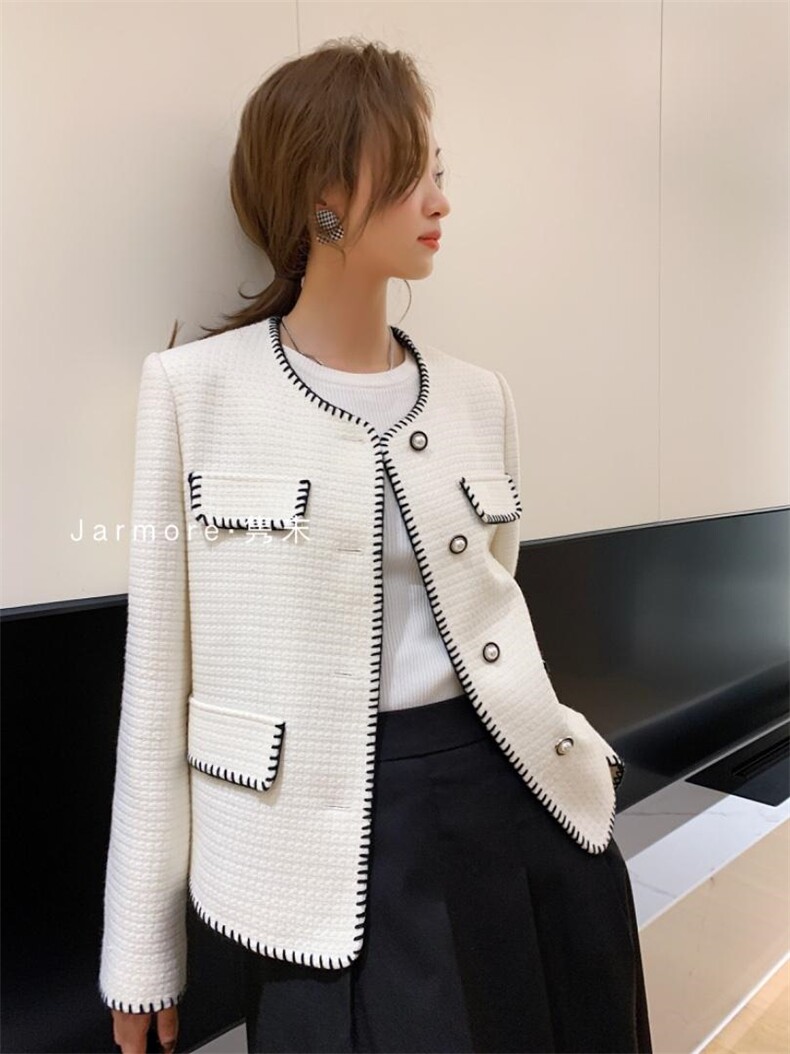 纯色小香风外套手工编制工艺。复古粗纺定制料，其它，Jarmore隽末