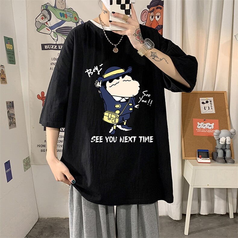 YT26240-P30亚短袖t恤男大码五分袖男宽松七分袖海报风,男装T恤,电商A040