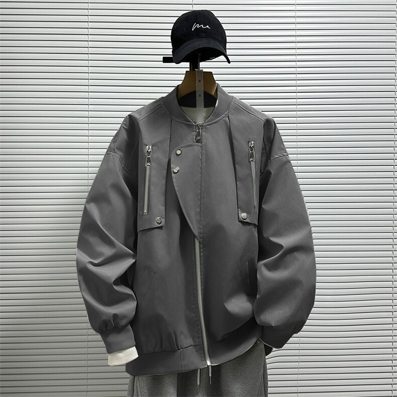 美式高街工装外套男春秋百搭休闲薄款棒球服潮牌复古飞行员夹克图片