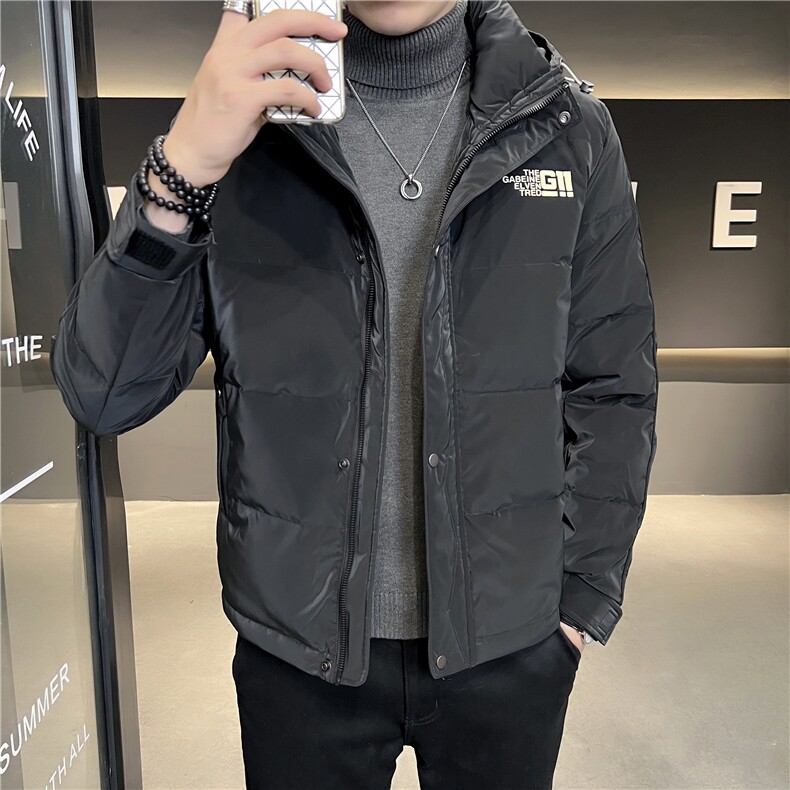 2025冬季店主风连帽白鸭绒羽绒服韩版休闲亮面外套男8072-P195,男装羽绒服,电商A413