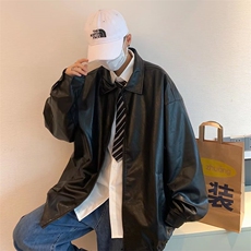 皮衣外套男秋季新款美式复古痞帅炸街宽松休闲pu皮夹克JK8844-P65，男装夹克，星座1008