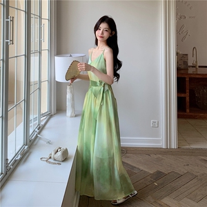 2025夏季新款小个子时尚法式甜美气质无袖连衣裙女高级感宽松长裙图片