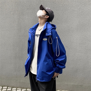 克莱因蓝外套男中性风休闲宽松抽绳装饰大码M-5XL夹克男JK7569P75图片