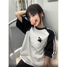 黑袖拼白灰