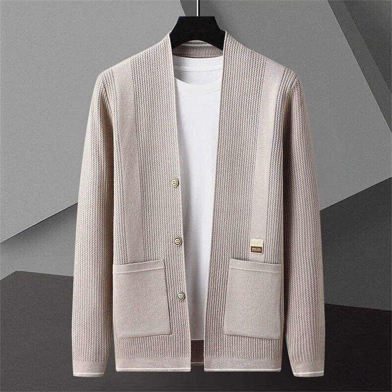 83897-P65秋冬潮牌男士V领针织开衫外套韩版修身潮流毛衣，男装针织衫/毛衣，电商D310B-1