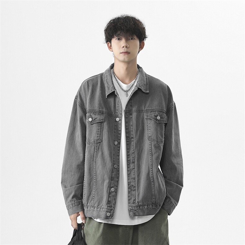 2026年新款港风日系水洗做旧拼接款翻领牛仔夹克外套JK1396-P83,男装工装外套,星座313A(原308A-2)