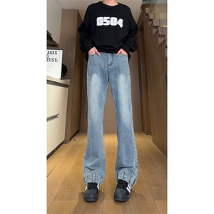 现货 原创设计直筒渐变微喇牛仔裤男女 K5812-特P35无差价 控59图片