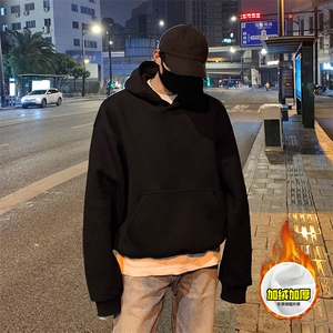 480G重磅加绒加厚硬挺boxy男女秋冬美式高街短款结构廓形连帽卫衣图片