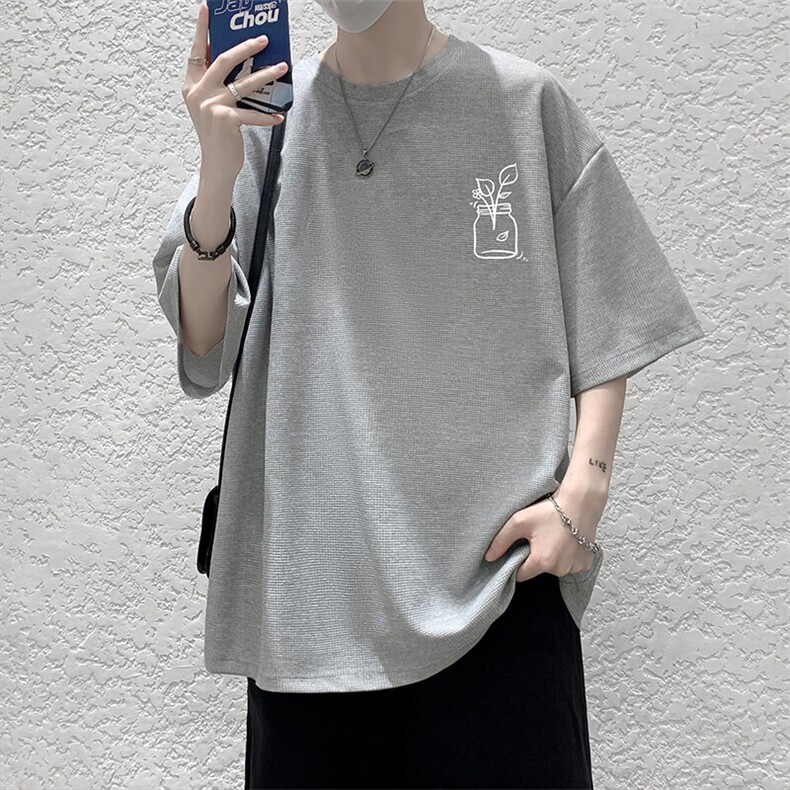 华夫格t恤男短袖男大码五分袖大皂风HT73430-P22,男装T恤,电商A040