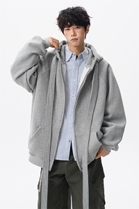8XL-M 朝牌情侣美式绑带设计连帽卫衣宽松开衫外套男女WY35P58图片