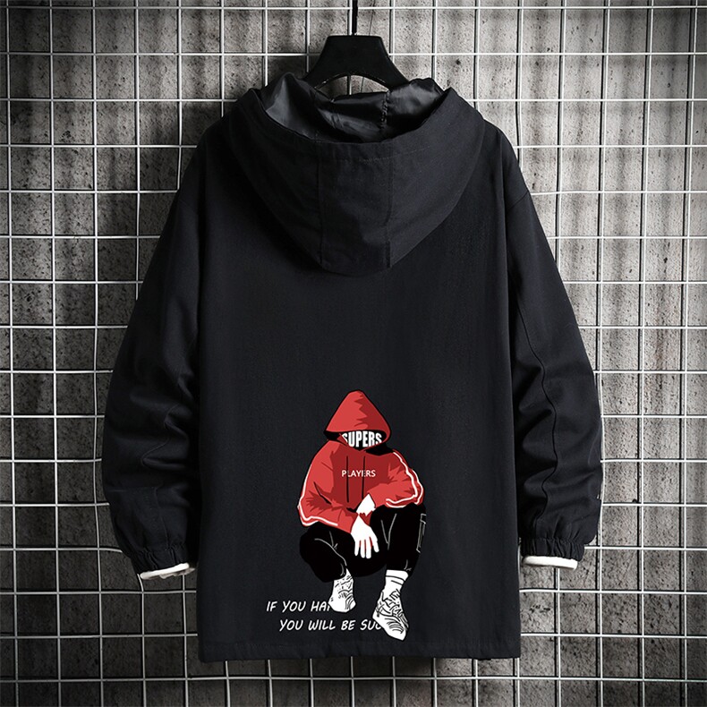 JK41051-P85 加棉款-P115 纯棉连帽夹克男士大码工装夹克男 网格图片