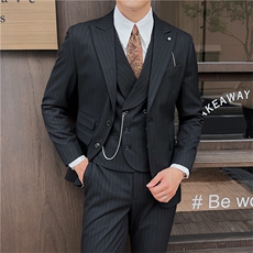 品质西服套装男三件套韩版修身商务休闲西装婚礼西装KTZ918-P355，男装西服套装，星座1105-3