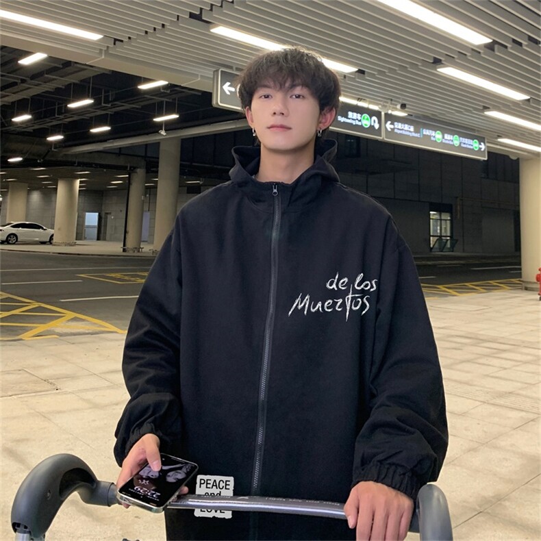 电商DSA028-JKA21L126100聚酯春季新款港风连帽夹克男,男装夹克,电商A028
