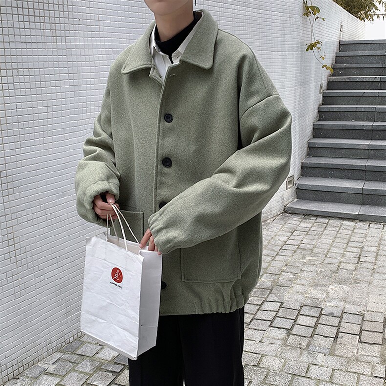 秋冬男士港风ins纯色加厚短款男呢料棉衣 A071-Y05-P115,男装风衣,电商A071