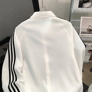三条杠长袖衬衫女男款春季宽松学院风百搭休闲衬衣外套LS112 P36图片