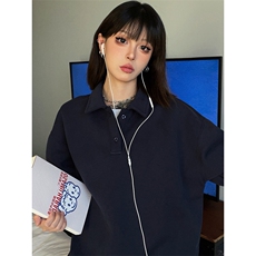 抖音得物高品质二开25秋冬美式高街结构设计POLO翻领卫衣外套W77，男装卫衣，电商A486-1