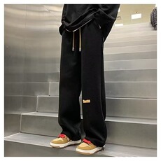 加绒裤子男款秋冬季加厚阔腿直筒休闲长裤男生潮牌宽松保暖运动裤，男装棉衣，星座1210-1