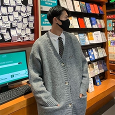冬季新款美式复古休闲灰色慵懒风针织衫毛衣男开衫外套MZ900-P55，男装针织衫/毛衣，星座1109-3