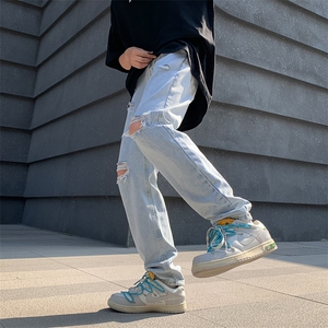 高街破洞牛仔裤复古hiphop超破乞丐裤男N0300-P40图片