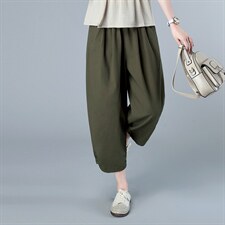 2021年夏季新款潮韩版松紧腰纯棉哈喽裤子女洋气减龄九分裤子，女装休闲裤，简韵佳