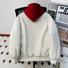 !潮流冬季连帽拉链加绒加厚棉衣情侣撞色棉服外套MY5567-P78，男装棉衣，星座610B-1