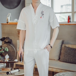 夏季套装男士两件套风复古唐装名族风T恤A334-TZ025-P55图片