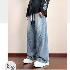 N54-P452025秋季新款美式复古牛仔裤男时尚宽松直筒阔腿休闲，男装牛仔裤，电商B323A