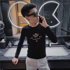 3秋季长袖修身T恤刺绣社会精神小伙韩版潮男打底衫C301B-CT12，男装T恤，电商C301B