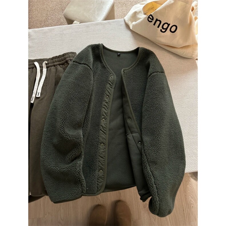 无领摇粒绒外套GS03-P85成分100聚酯纤维，女装短外套，星座1302