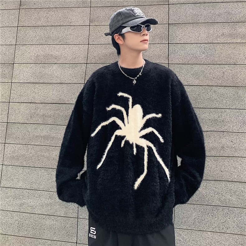 水貂绒美式复古宽松百搭毛衣男秋季高街潮牌小众设计感打底衫,男装针织衫/毛衣,星座716-4