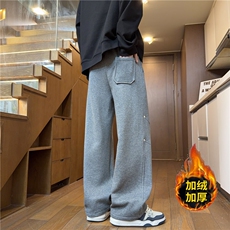 加绒加厚休闲裤冬季新品美式复古运动宽松长裤K25103*P45控78，男装卫衣，星座227-1
