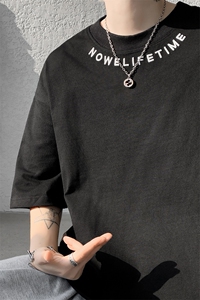 8XL-M特大码正肩纯棉短袖t恤男夏季刺绣上衣白色内搭打底DX309P35图片