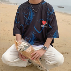 男潮流宽松帅气2023夏季港风ins印花短袖T恤男装T257-P22，男装T恤，星座512-2