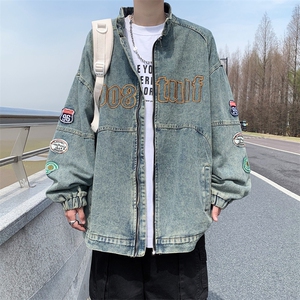 美式复古牛仔外套男设计感高街水洗夹克JK07-P70图片