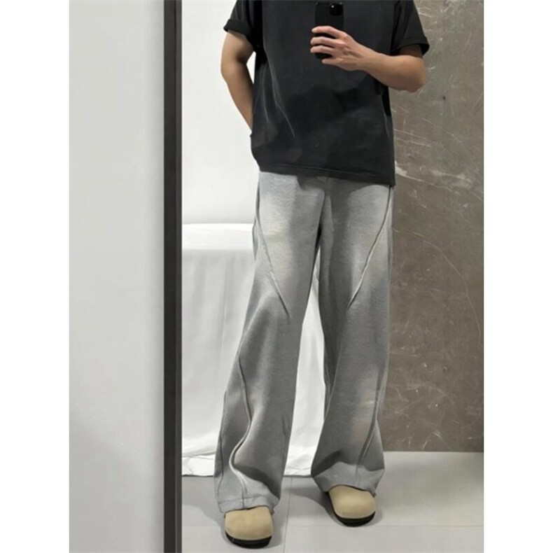 潮牌卫裤男春秋季重磅美式高街水洗运动长裤复古宽松垂感休闲裤子,男装休闲裤,星座506A