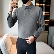 店主风小伙秋冬针织假二件毛衣男301A-1/M80/P75，男装针织衫/毛衣，星座301A-1