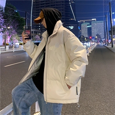 PU皮立领棉服PU皮棉衣潮牌宽松面包服纯色棉衣休闲防风保暖外套，男装棉衣，电商A409-1