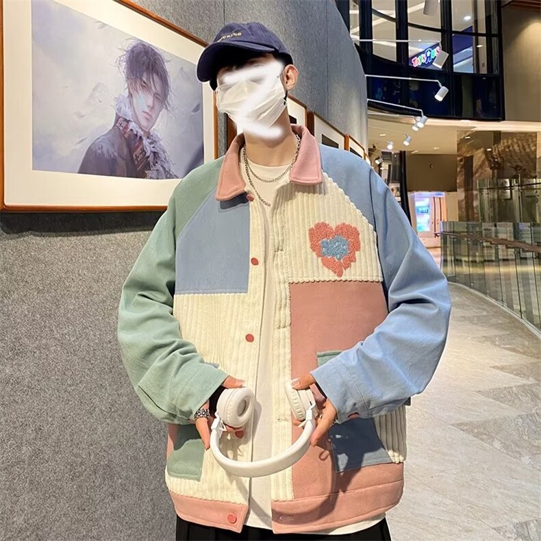 外套男春秋季美式潮牌拼色工装夹克新款港风潮流宽松上衣LS66P65,男装夹克,星座1013-5